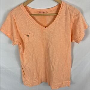 Fresh Produce Orange V Neck Tshirt Size Small
